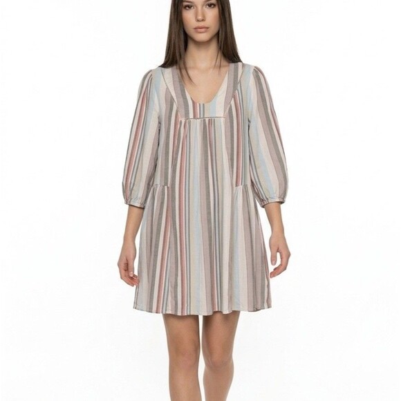 Knox Rose Dresses & Skirts - KNOX ROSE Women’s Size XS Boho Flowy Stripe Shift Dress Mulitcolor Linen Blend